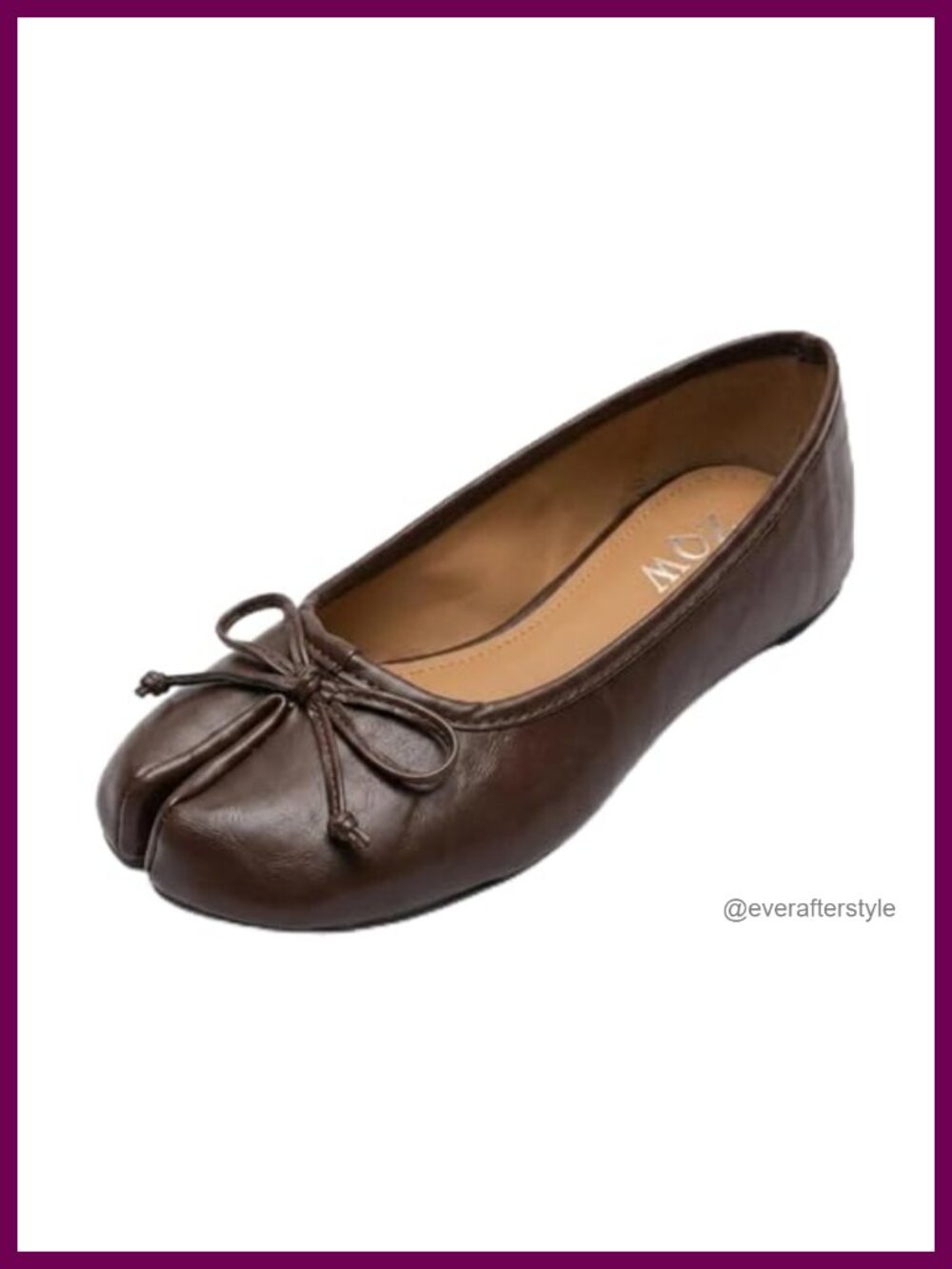 Tabi Split Toe Ballet Flats Wrinkled Metallic Wide Width Slip-On Bow Decor